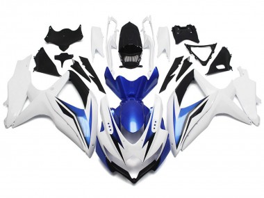 Blanc Brillant Avec Argent & Bleu 08-10 GSXR 600-750 Carénage Moto