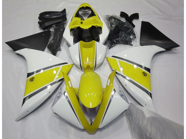 Blanc Brillant & Jaune 09-11 R1 Carénage Moto